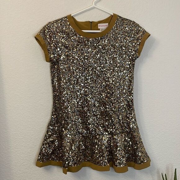 AMERICAN GIRL Golden Sparkle Sequin Tunic Shirt Dress | size L (14/16) - Picture 3 of 9